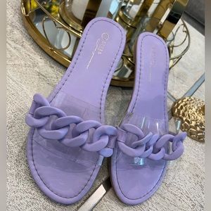 Chunky Chain Lilac/Lavender Slide Sandals Size 7.5